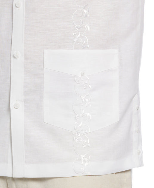 Linen Blend Tonal Embroidery Guayabera Shirt | Cubavera