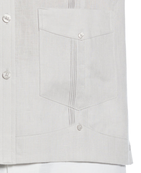 100% Linen Classic Guayabera Shirt - Long Sleeve (Micro Chip) 