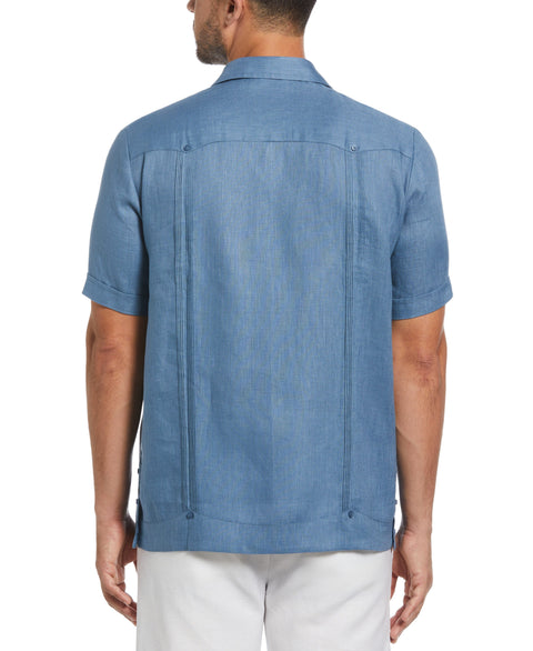 100% Linen Classic Guayabera Shirt - Short Sleeve (Captains Blue) 