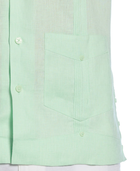 100% Linen Classic Guayabera Shirt - Short Sleeve (Pastel Green) 