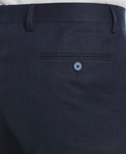 100% Linen Solid Flat Front Pant (Navy) 