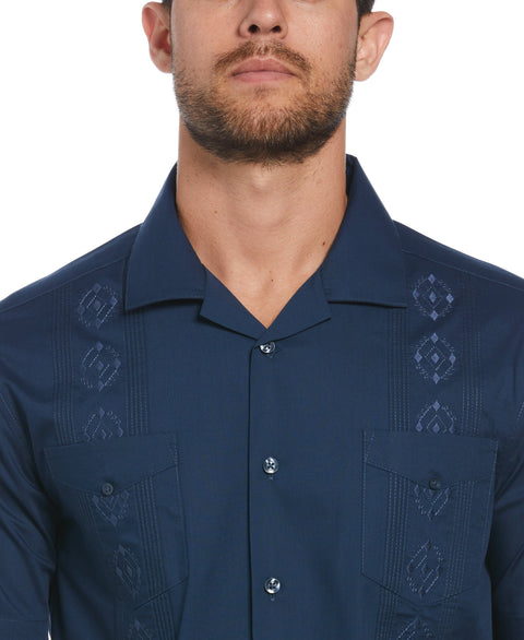 Embroidered Camp Collar Guayabera Shirt (Titan) 