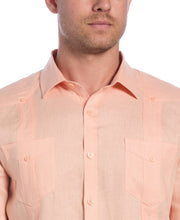 Big & Tall 100% Linen Classic Guayabera Shirt - Long Sleeve (Peach Parfait) 