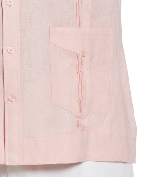 Big & Tall 100% Linen Classic Guayabera Shirt - Long Sleeve (Silver Pink) 