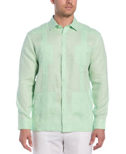 Big & Tall 100% Linen Classic Guayabera Shirt - Long Sleeve (Pastel Green) 