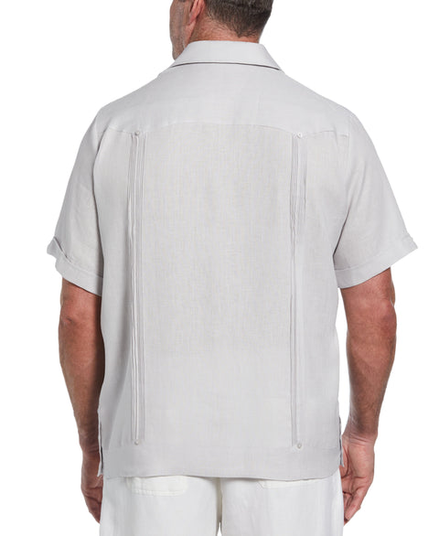 Big & Tall 100% Linen Classic Guayabera Shirt - Short Sleeve (Micro Chip) 