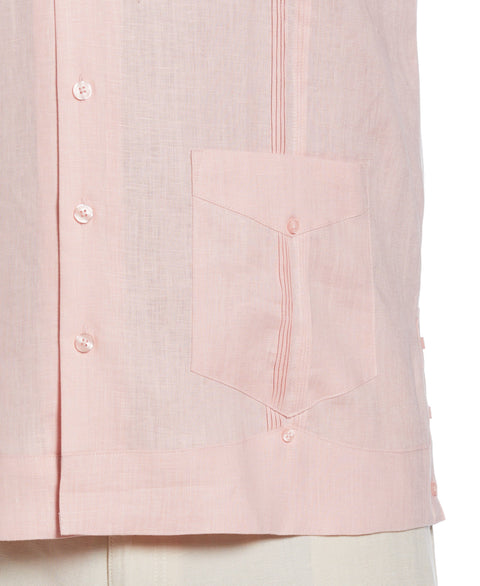 Big & Tall 100% Linen Classic Guayabera Shirt - Short Sleeve (Silver Pink) 