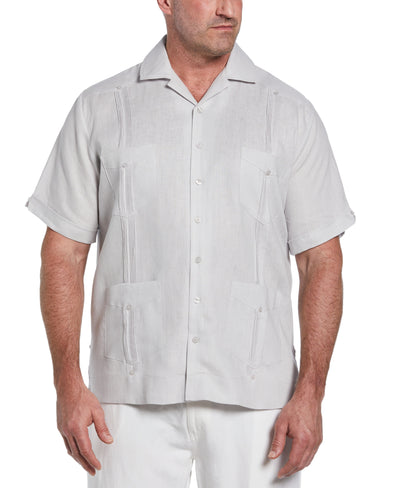 Big & Tall 100% Linen Classic Guayabera Shirt - Short Sleeve (Micro Chip) 