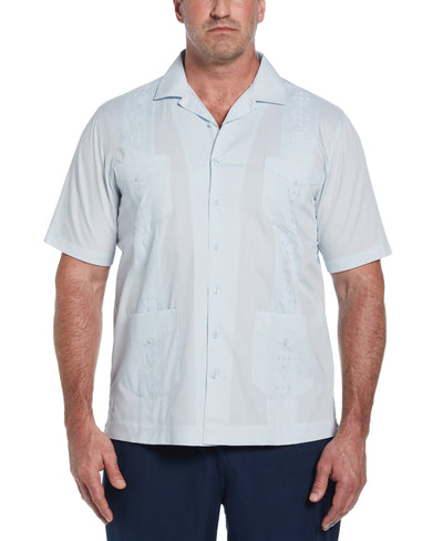 Big & Tall Authentic Embroidered Guayabera Shirt (Ballad Blue) 