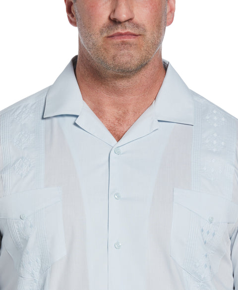 Big & Tall Authentic Embroidered Guayabera Shirt (Ballad Blue) 