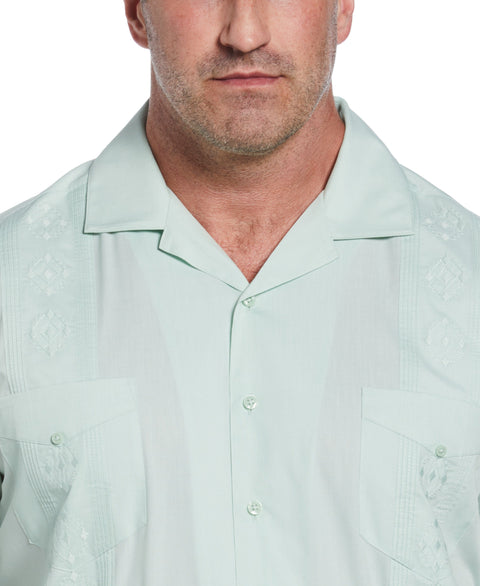 Big & Tall Authentic Embroidered Guayabera Shirt (Surf Spray) 