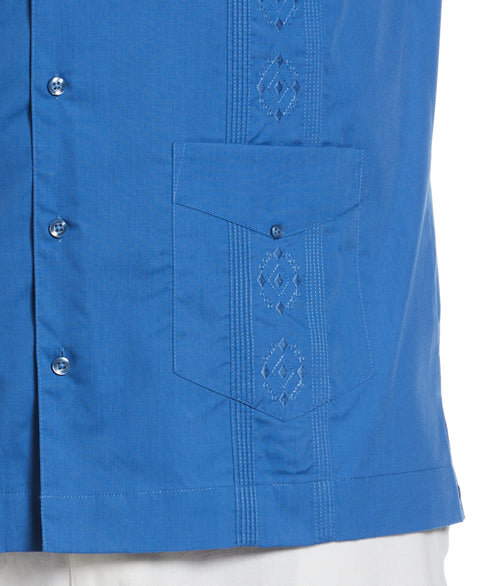 Big & Tall Authentic Embroidered Guayabera Shirt (Delft) 