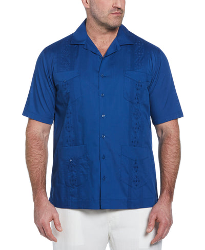 Big & Tall Authentic Embroidered Guayabera Shirt (True Blue) 