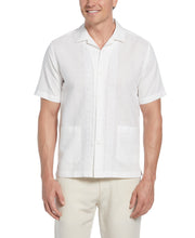 Big & Tall Linen-Blend Applique Panel Guayabera Shirt (Brilliant White) 