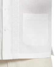 Big & Tall Linen-Blend Applique Panel Guayabera Shirt (Brilliant White) 