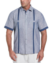 Big & Tall Linen Blend Cross Dye Guayabera Shirt (Ensign Blue) 