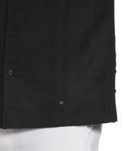 Big & Tall Linen Blend No Pocket Guayabera Shirt (Jet Black) 