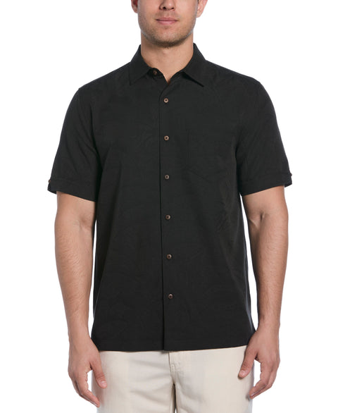 Big & Tall Palm Print Shirt (Jet Black) 