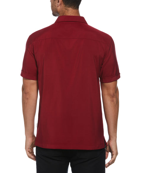 Tri-Color Camp Collar Retro Panel Shirt (Biking Red) 