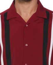 Tri-Color Camp Collar Retro Panel Shirt (Biking Red) 