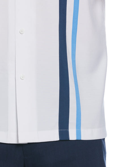 Tri-Color Camp Collar Retro Panel Shirt (Brilliant White) 