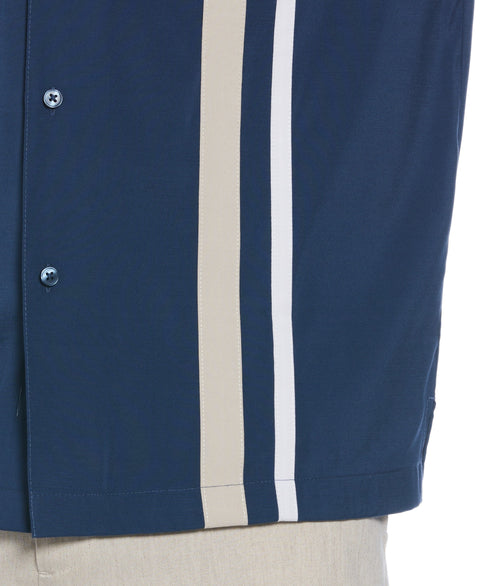 Tri-Color Camp Collar Retro Panel Shirt (Insignia Blue) 