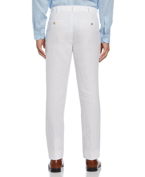 Flat Front Delave Linen Pant (Brilliant White) 