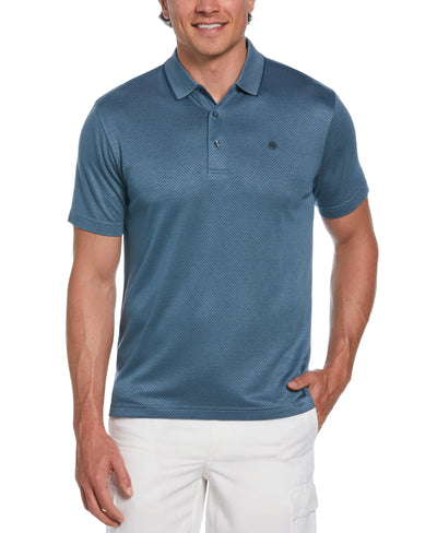 Diamond Jacquard Patterned Polo Shirt (Aegean Blue) 