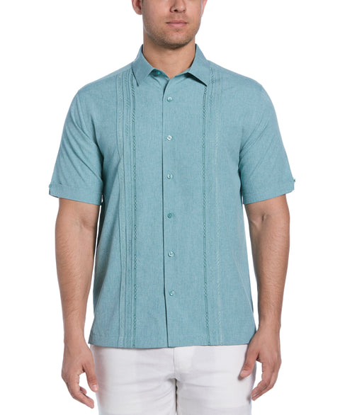 Geo Embroidered Panel Chambray Shirt (Surf Spray) 