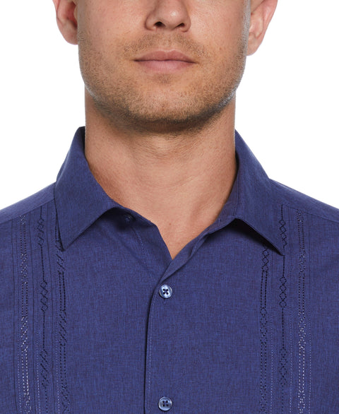 Geo Embroidered Panel Chambray Shirt (Skipper Blue) 