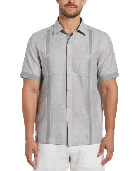 Linen Blend Cross Dye Guayabera Shirt (Sleet) 