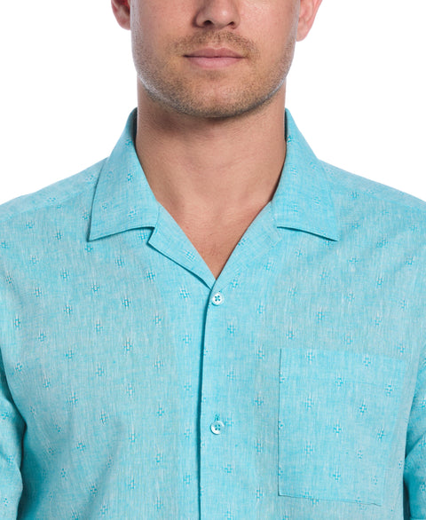 Linen Blend Diamond Dobby Print Shirt (Ceramic) 