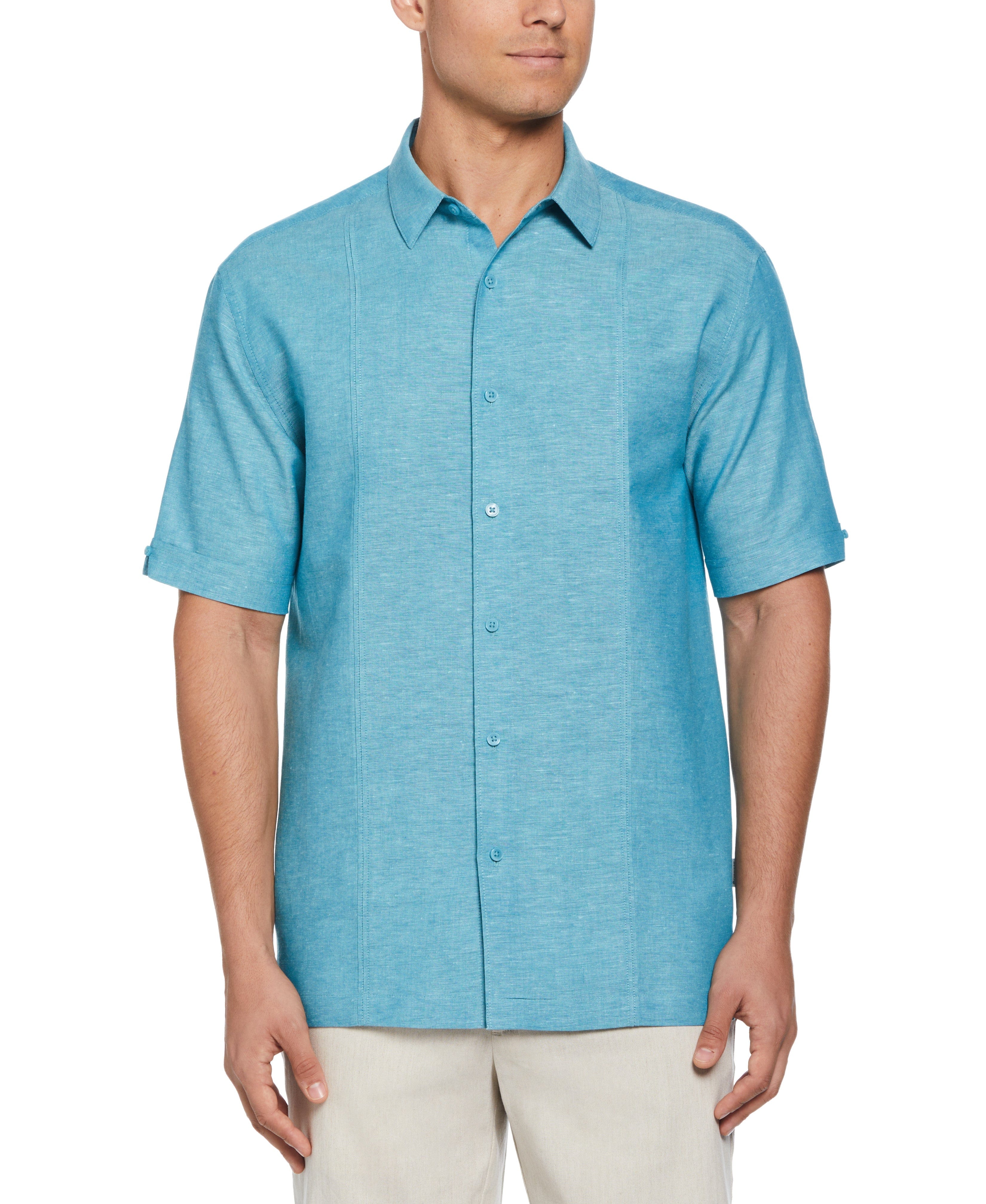 Linen Blend Panel Shirt | Cubavera