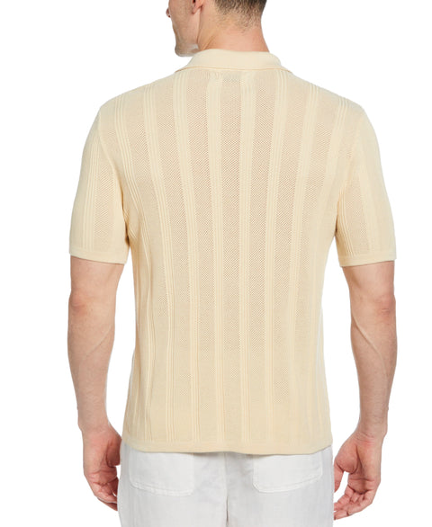 Mesh Stripe Coatfront Sweater (Bleached Sand) 