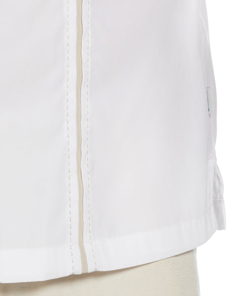 Pick Stitch Panel Short Sleeve Button-Down Shirt (Bright White) 