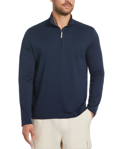 Solid Textured Quarter-Zip Pullover Sweater (Dress Blues) 