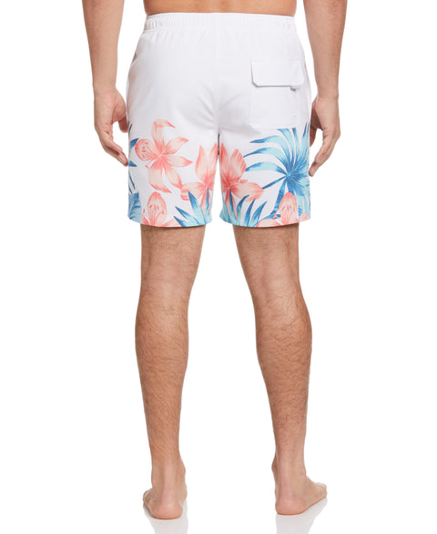 Tropical Placement Print 7" Swim Short (Brilliant White) 