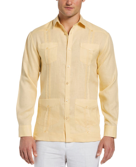 100% Linen Classic Guayabera Cubavera | - Long Shirt Sleeve