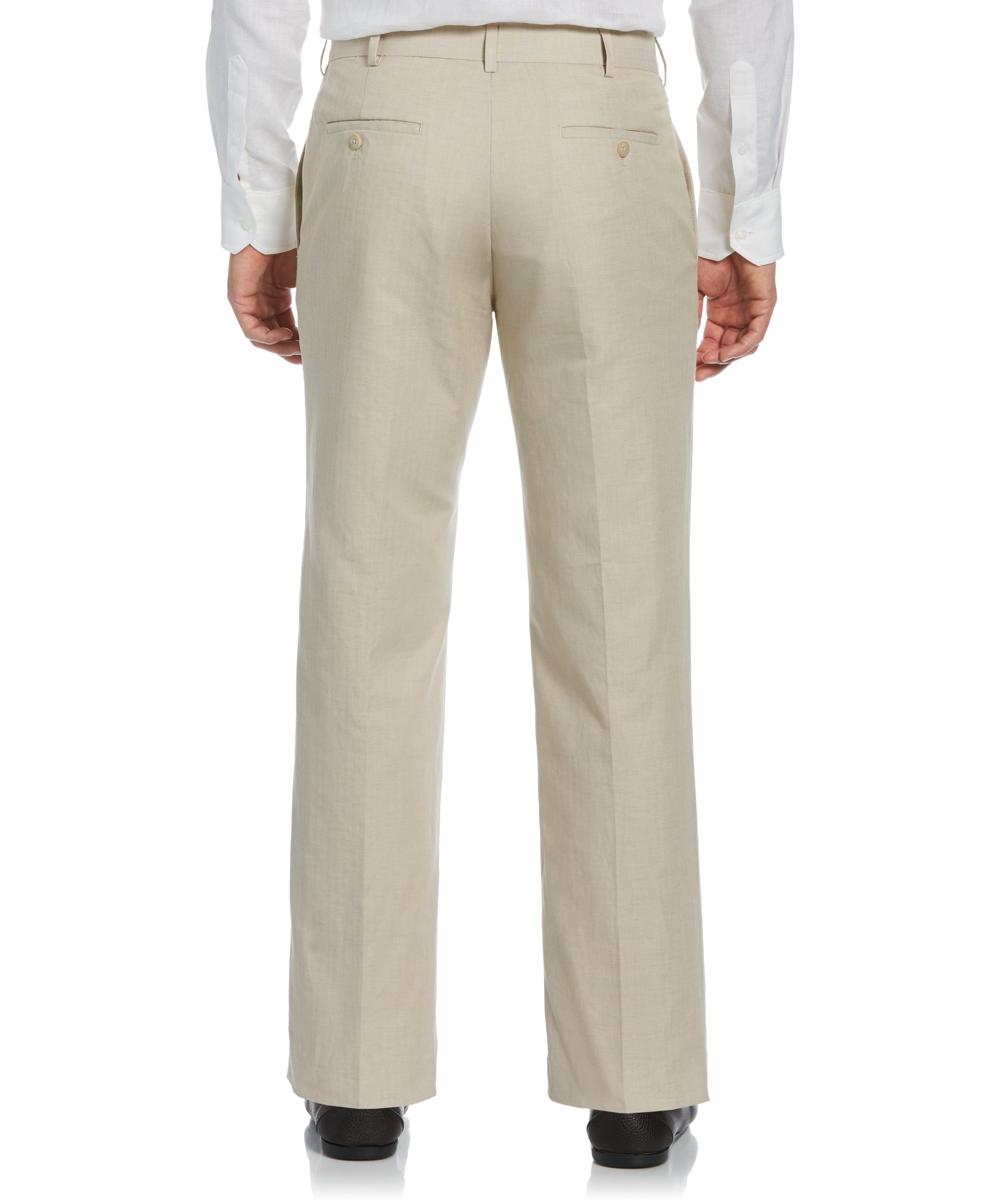 Cotton-Linen Flat Front Textured Pants | Cubavera