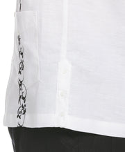 Linen Blend Contrast Embroidery Guayabera Shirt (Brilliant Wh/Jet Blk) 