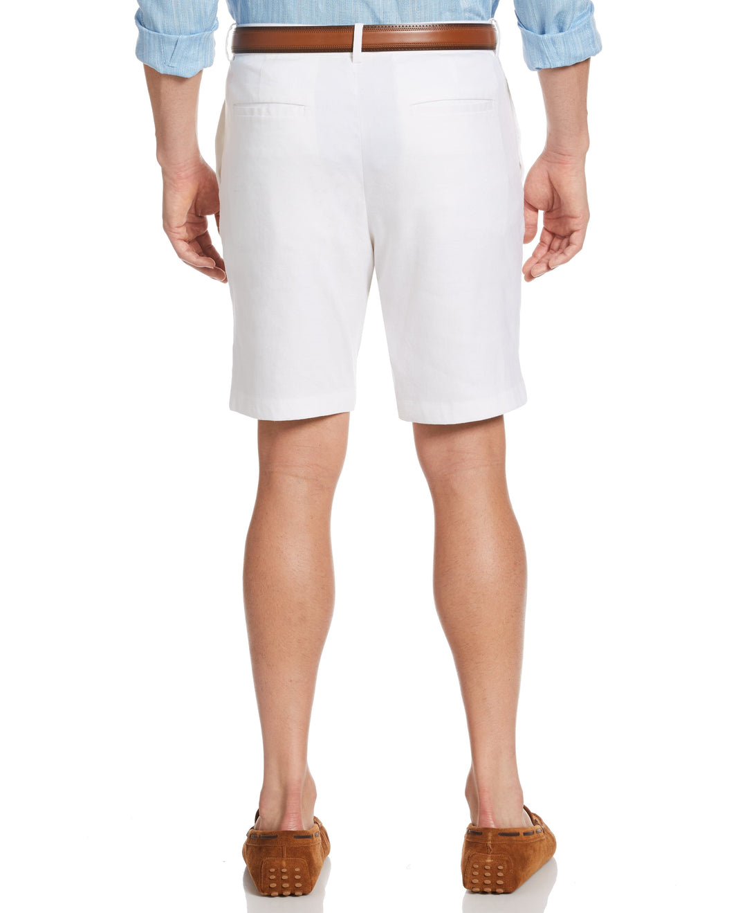 Linen Blend Stretch Flat Front Shorts Cubavera